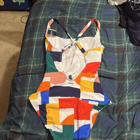 NWT Nautica Standard One Piece Swimsuit Crossback Tummy Control Quick Dry size S - Picture 2 of 7